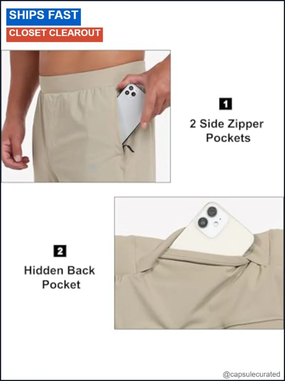 Men's 4-Way Stretch Hiking Pants Quick Dry Lightweight Nylon with Pockets